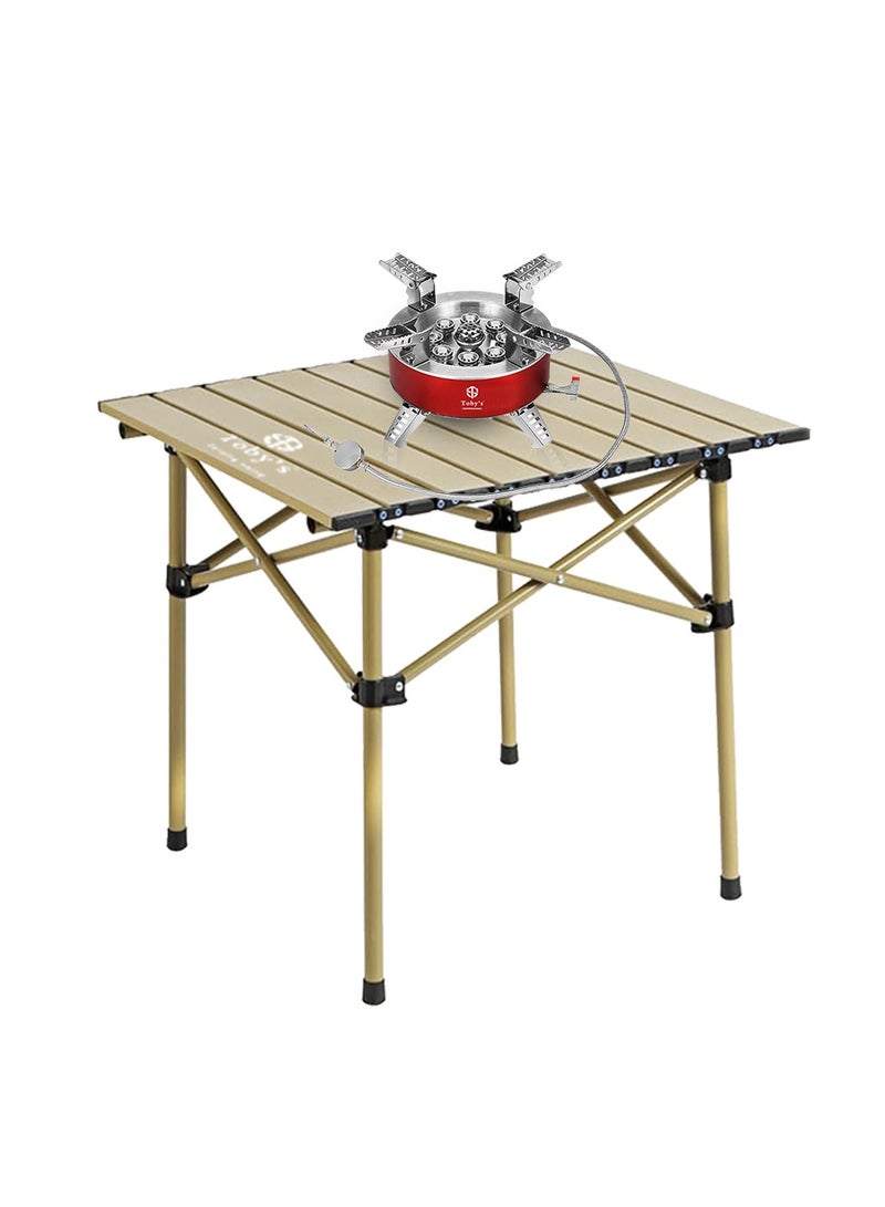 توبيز موقد توبّي المحمول 23800 واط من سبيكة مع إشعال بيزو وتصميم مقاوم للرياح + طاولة تخييم خفيفة قابلة للطي مع خاصية الطي السريع للرحلات الخارجية - Image 1