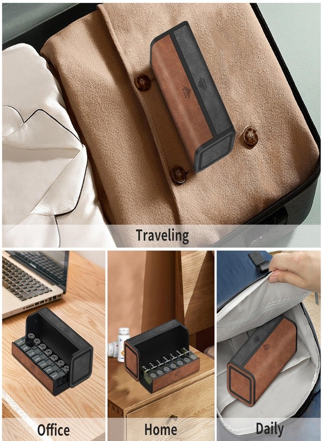 TALVOLC M Large Detachable Travel Pill Organizer with Embossed PU Leather - Portable 7-Day AM/PM Medicine Box for Daily Vitamins, Supplements & Discreet Storage - Image 2