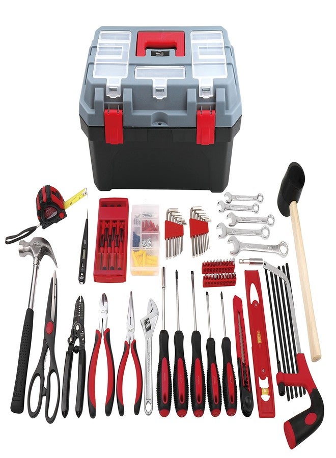 Apollo Tools 170 Piece Household Tool Kit with Carrying Toolbox and Essential Tools for DIY Assembly, Maintenance, Repairs and Craft for Home, Office, Garage, or on the Road- Red - DT7103 - Image 2