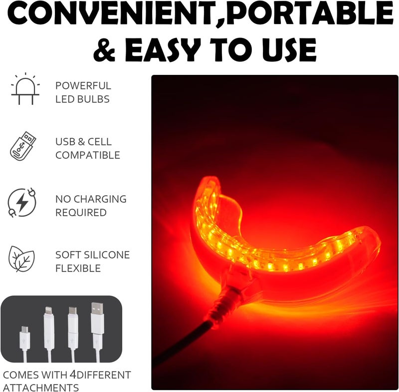 ChicRosa علاج الضوء الأحمر لآلام الأسنان وصحة اللثة 32 LED ضوء periodontal نزيف اللثة مع محولات لـ USBC آيفون وأندرويد من وايت - Image 2
