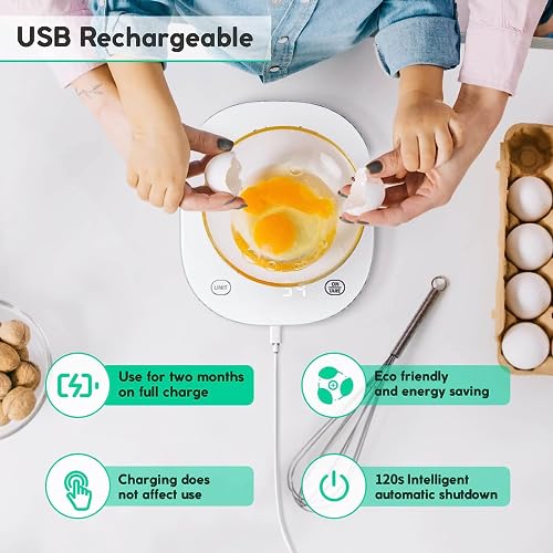 Arboleaf Smart Food Kitchen Scale, 22lb Digital Food Scale with Nutritional Calculator, USB Rechargeable, Smart Weighing with App for Macro, Keto, Calorie, Cooking, Grams and Ounces, 0.1oz/0.5g, White - Image 2