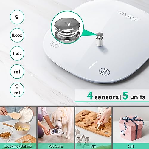 Arboleaf Smart Food Kitchen Scale, 22lb Digital Food Scale with Nutritional Calculator, USB Rechargeable, Smart Weighing with App for Macro, Keto, Calorie, Cooking, Grams and Ounces, 0.1oz/0.5g, White - Image 5