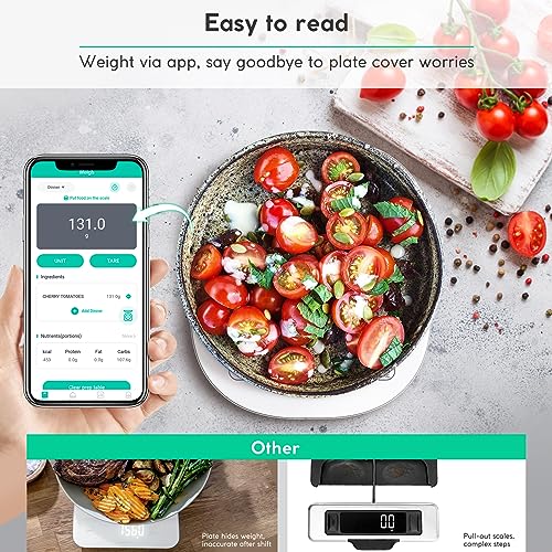 Arboleaf Smart Food Kitchen Scale, 22lb Digital Food Scale with Nutritional Calculator, USB Rechargeable, Smart Weighing with App for Macro, Keto, Calorie, Cooking, Grams and Ounces, 0.1oz/0.5g, White - Image 3