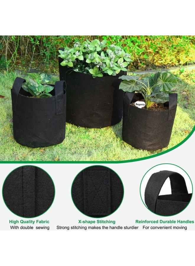 JERIA 12-Pack 25 Gallon, Vegetable/Flower/Plant Grow Bags, Aeration Fabric Pots with Handles (Black), Come with 12 Pcs Plant Labels - Image 3