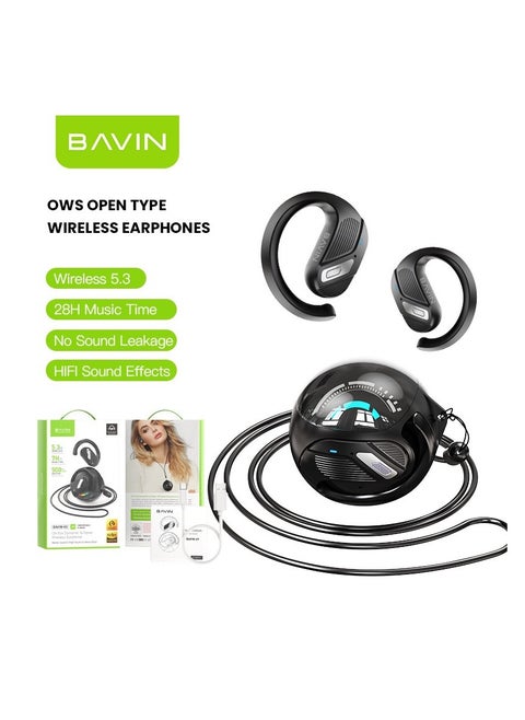 Bavin-69 TWS Bluetooth 5.3 On -Ear Dynamic Open Wireless Earphone Black