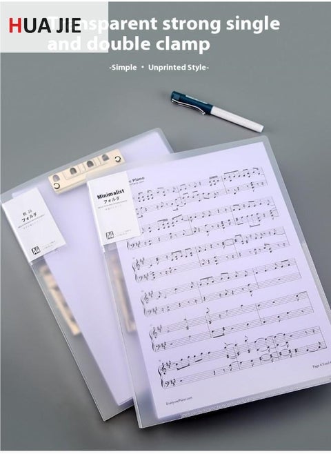 A4 Transparent Frosted Thickened File Folder with Double Strong Clips – PP Waterproof Dustproof Document Organizer