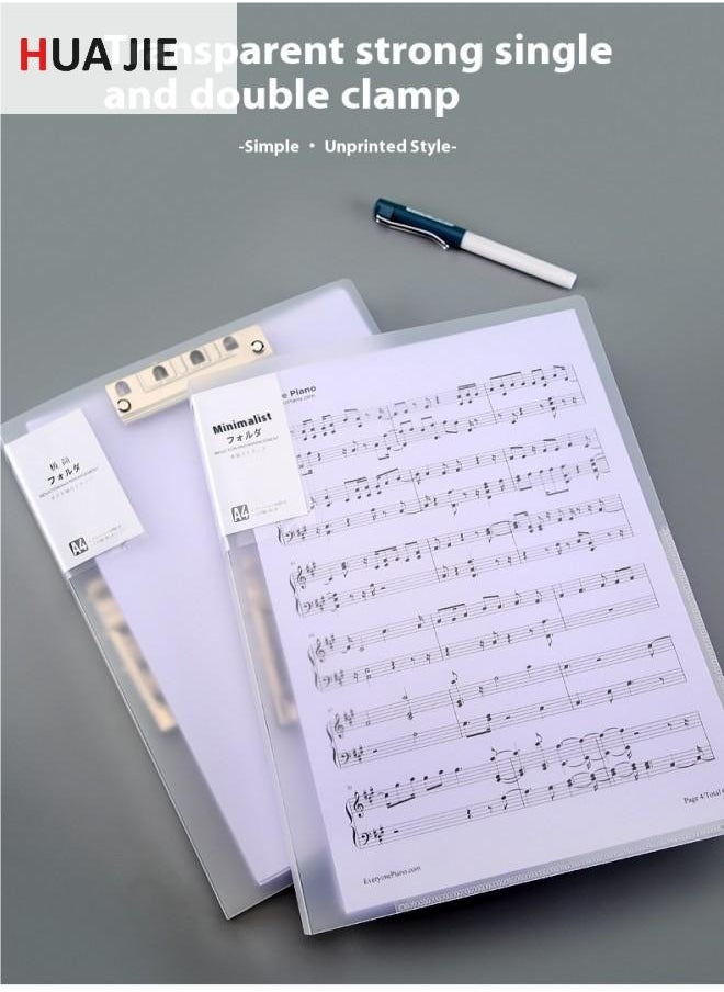 HUA JIE - A4 Transparent Frosted Thickened File Folder with Double Strong Clips – PP Waterproof Dustproof Document Organizer - Image 1