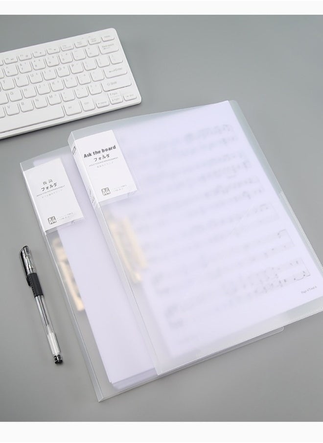 HUA JIE - A4 Transparent Frosted Thickened File Folder with Double Strong Clips – PP Waterproof Dustproof Document Organizer - Image 1