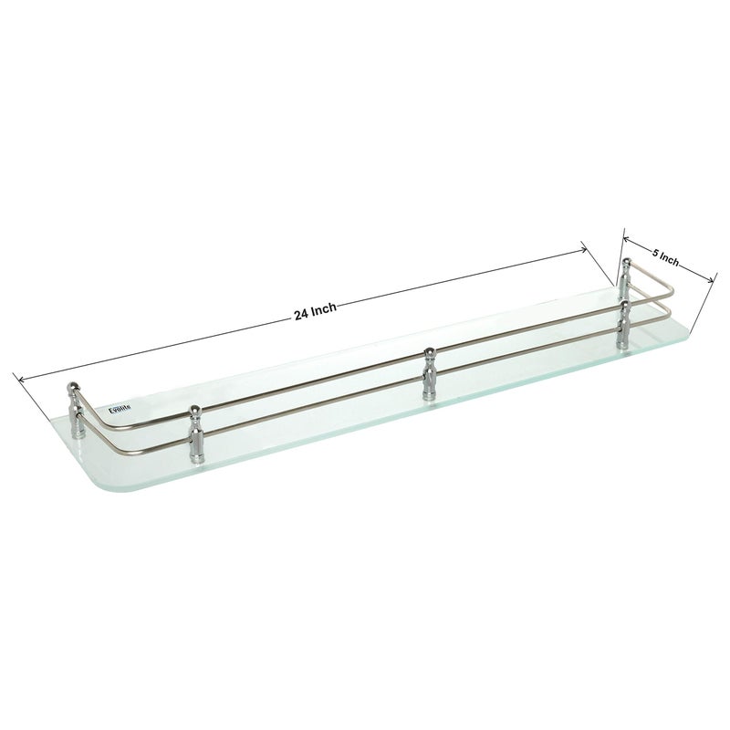 Evolite Premium Tempered Glass Shelf for Bathroom Corner Multi Purpose Glass Shelves Kitchen and Wall Mount Storage with Fitted Bracket Glass (5X 24 INCH)(Pack of 3) - Image 3