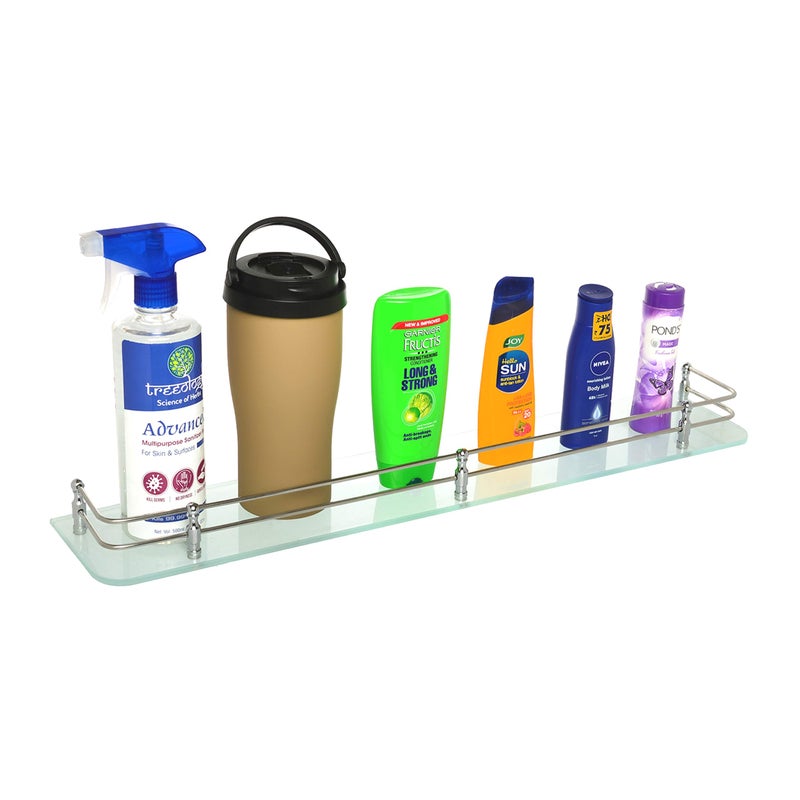 Evolite Premium Tempered Glass Shelf for Bathroom Corner Multi Purpose Glass Shelves Kitchen and Wall Mount Storage with Fitted Bracket Glass (5X 24 INCH)(Pack of 3) - Image 2