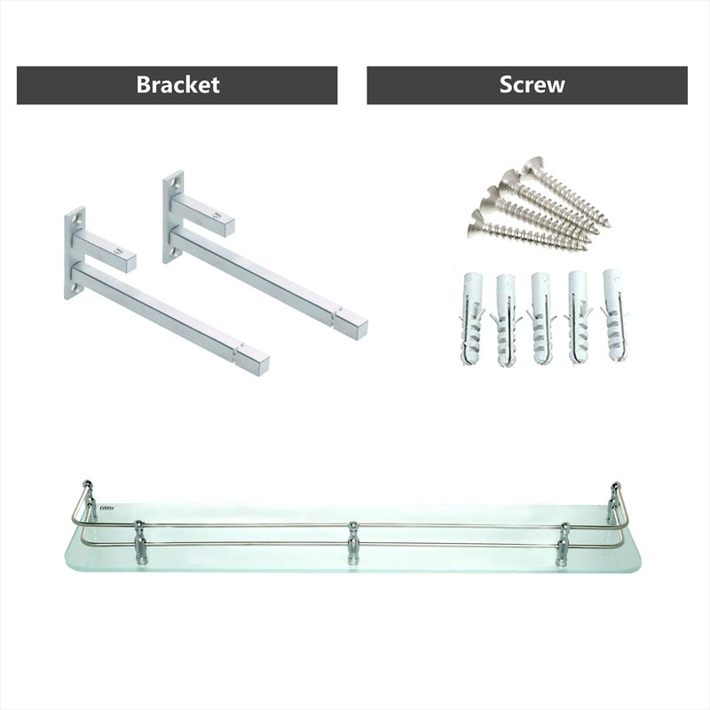Evolite Premium Tempered Glass Shelf for Bathroom Corner Multi Purpose Glass Shelves Kitchen and Wall Mount Storage with Fitted Bracket Glass (5X 24 INCH)(Pack of 3) - Image 4