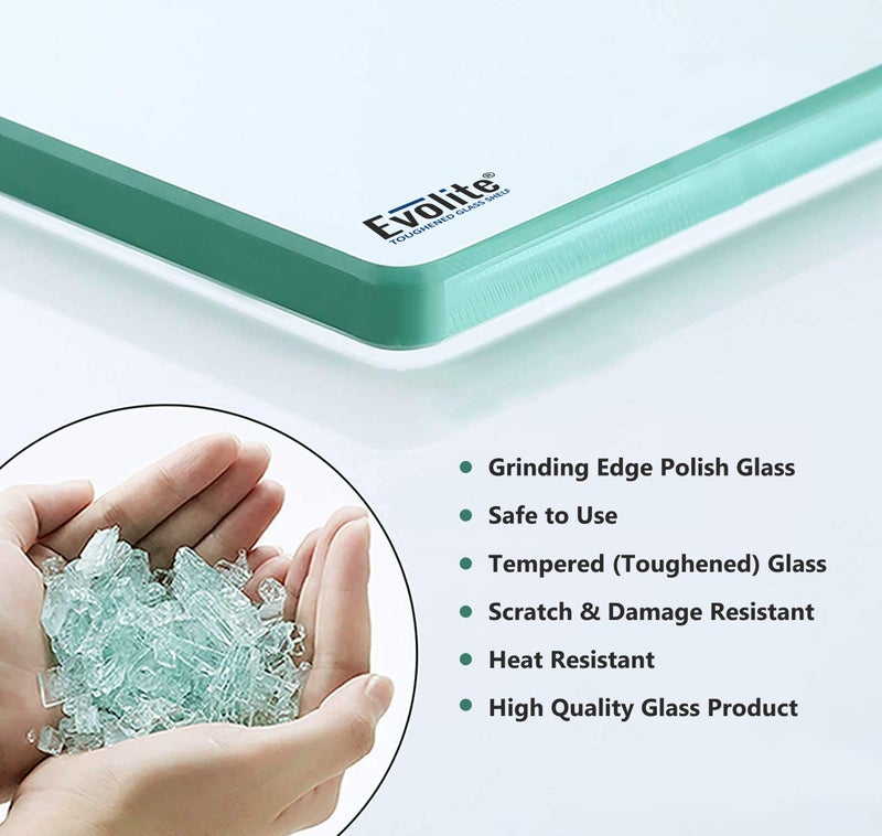 Evolite Premium Tempered Glass Shelf for Bathroom Corner Multi Purpose Glass Shelves Kitchen and Wall Mount Storage with Fitted Bracket Glass (5X 24 INCH)(Pack of 3) - Image 5