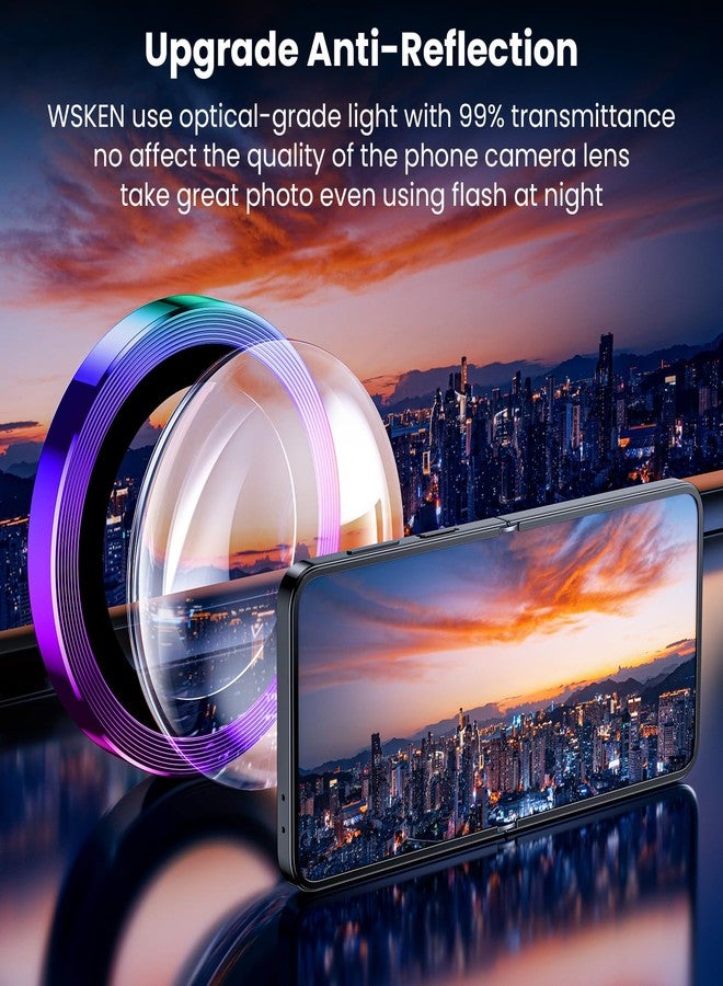 WSKEN for Z Flip 7 Camera Lens Protector Case Cover - Ultra HD Anti-Reflective Tempered Metal Glass Anti Scratch Rear Camera Screen Protector Film for Samsung Galaxy Z Flip 7 5G Accessories,Colorful - Image 2