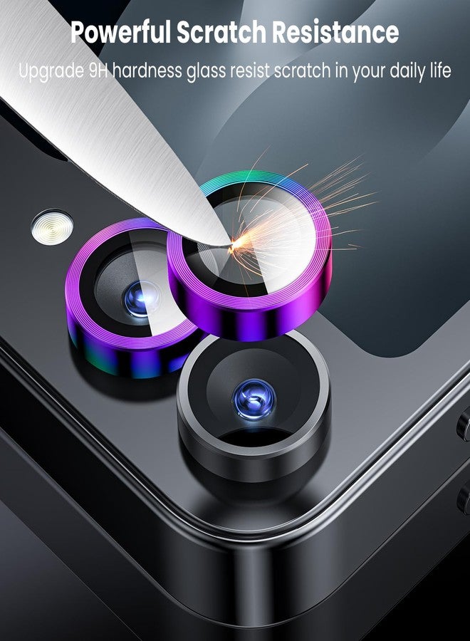 WSKEN for Z Flip 7 Camera Lens Protector Case Cover - Ultra HD Anti-Reflective Tempered Metal Glass Anti Scratch Rear Camera Screen Protector Film for Samsung Galaxy Z Flip 7 5G Accessories,Colorful - Image 5