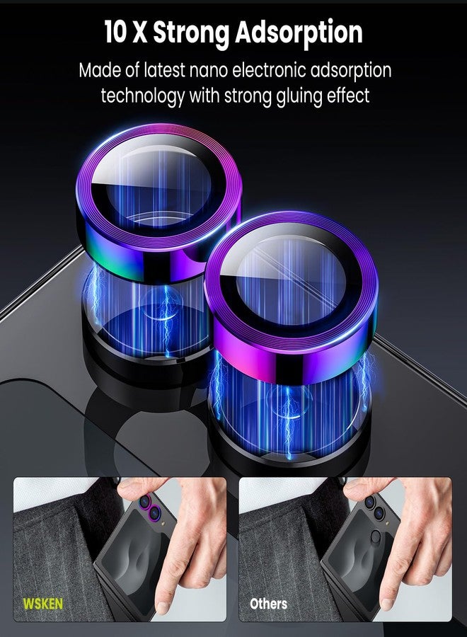 WSKEN for Z Flip 7 Camera Lens Protector Case Cover - Ultra HD Anti-Reflective Tempered Metal Glass Anti Scratch Rear Camera Screen Protector Film for Samsung Galaxy Z Flip 7 5G Accessories,Colorful - Image 3