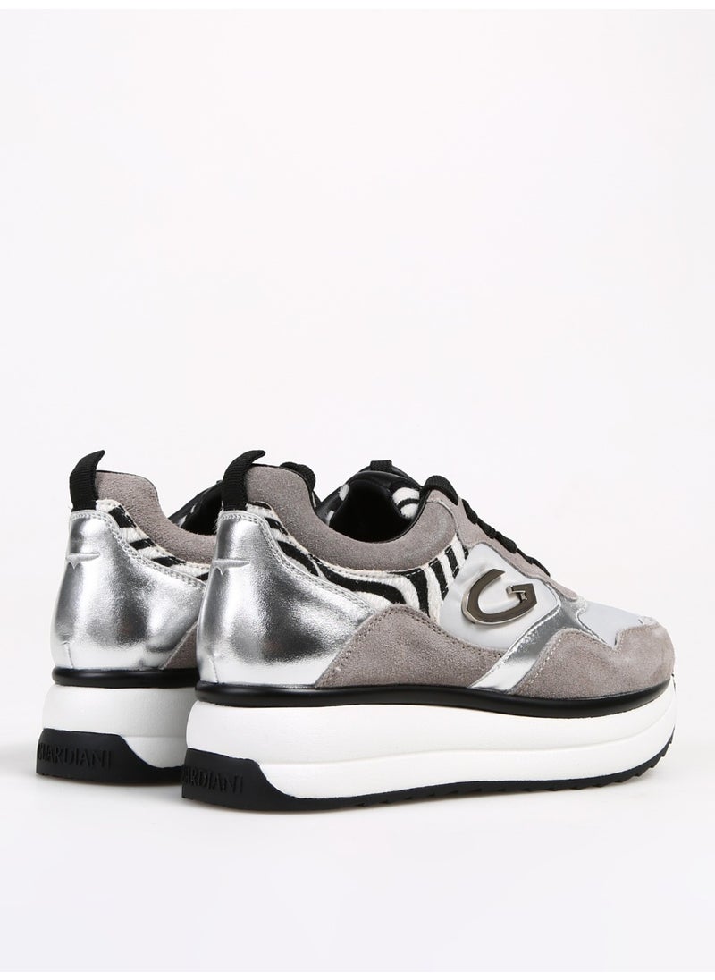 Alberto Guardiani Black - Light Grey Women's Suede Sneaker Louise 0  - Image 3