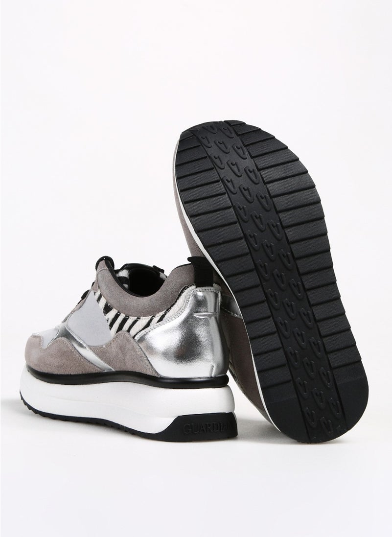 Alberto Guardiani Black - Light Grey Women's Suede Sneaker Louise 0  - Image 4