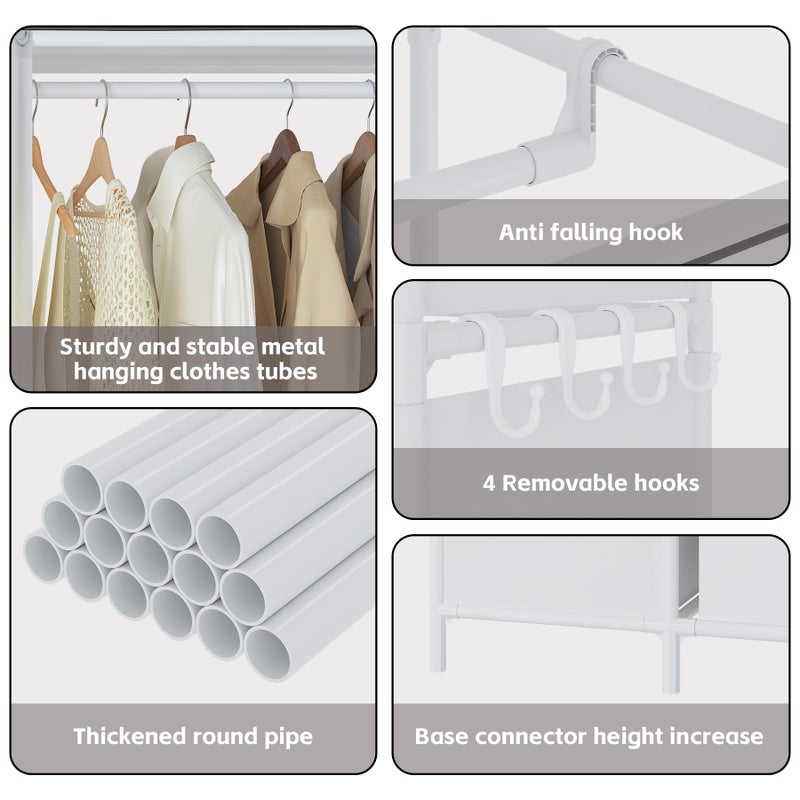 MOYIPIN Portable Closetï¼ŒFree Standing Wardrobe Closet with Hanging Rod and Curtainï¼ŒClothes Storage Organizer, for Cloakroom, Bedroomï¼Œ40.55 x 16.73 x 65.35Inchesï¼ŒWhite - Image 3
