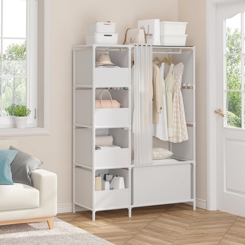 MOYIPIN Portable Closetï¼ŒFree Standing Wardrobe Closet with Hanging Rod and Curtainï¼ŒClothes Storage Organizer, for Cloakroom, Bedroomï¼Œ40.55 x 16.73 x 65.35Inchesï¼ŒWhite - Image 4