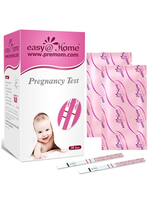 Easy@Home Pregnancy Test Strips Kit, Powered By Premom Ovulation Predictor Ios And Android App, 20 Hcg Tests