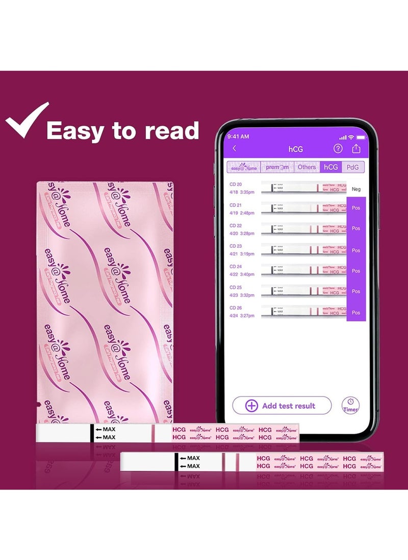 Easy@Home - Easy@Home Pregnancy Test Strips Kit, Powered By Premom Ovulation Predictor Ios And Android App, 20 Hcg Tests - Image 1