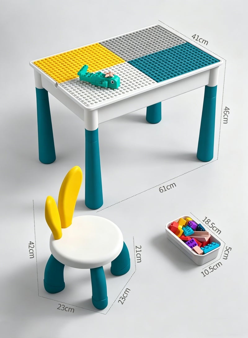 Building Blocks Table, 5-in-1 Kids Activity Table Set Kids Activitle and Chair Set Learn Play Water Sand Table - 190 Pieces Large Building Blocks Compatible Bricks Toy Play Table Includes 1 Chair for Kids Ages 3+ - Image 2
