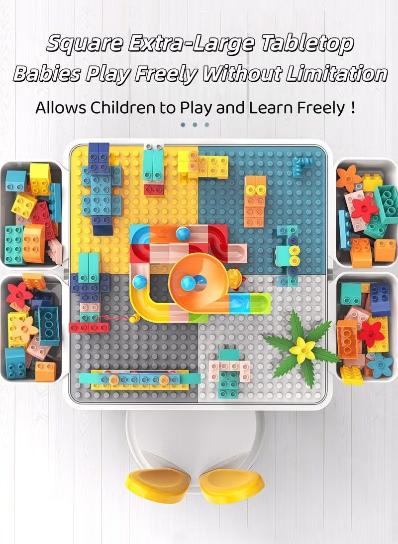Building Blocks Table, 5-in-1 Kids Activity Table Set Kids Activitle and Chair Set Learn Play Water Sand Table - 190 Pieces Large Building Blocks Compatible Bricks Toy Play Table Includes 1 Chair for Kids Ages 3+ - Image 5