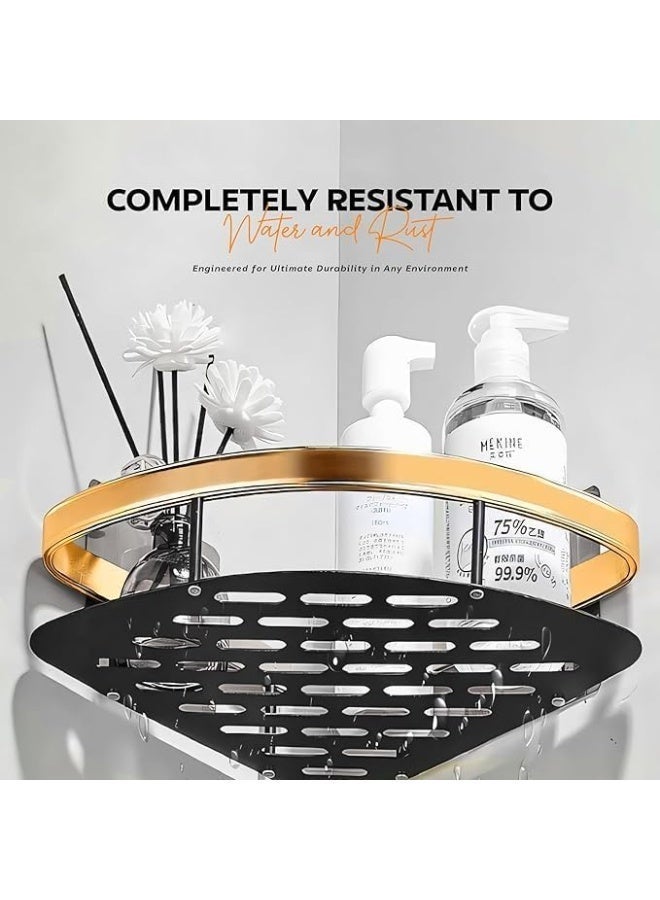 Corner Shelf Bathroom Kitchen – Wall Mounted Metal Rack No Drill Waterproof Rust Resistant Organizer for Toiletries Spices Adhesive Shelf for Shower Storage Small Space - Image 5