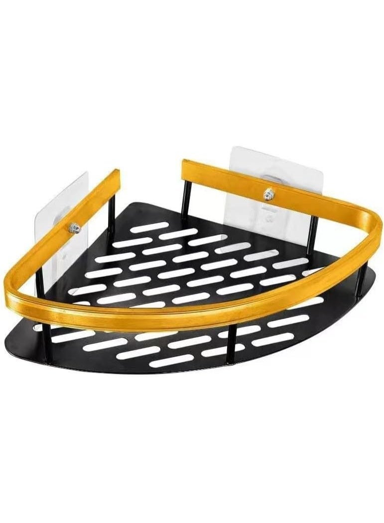 Corner Shelf Bathroom Kitchen – Wall Mounted Metal Rack No Drill Waterproof Rust Resistant Organizer for Toiletries Spices Adhesive Shelf for Shower Storage Small Space - Image 1