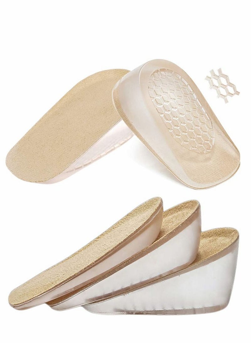 Excefore 2 Pairs Gel Height Increase Insole, Invisible Heel Lift Inserts, Elastic Shock Absorption Pads 3 Heights for Men Women - Image 1