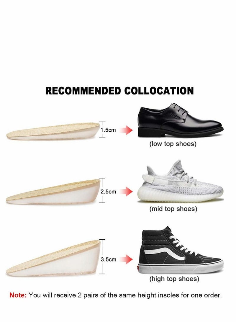 Excefore 2 Pairs Gel Height Increase Insole, Invisible Heel Lift Inserts, Elastic Shock Absorption Pads 3 Heights for Men Women - Image 5
