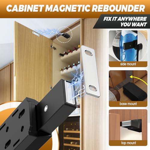 Eegoowa Pocket Door Slides, Cabinet Pocket Door Slide,Pocket Door Hinge,Cabinet Pocket Door Hardware Kit Fit,Pivot Door Slide Hardware Inset,with Magnetic Push-Pull Latch,for Cabinet Door (2PCS, 20in) - Image 3