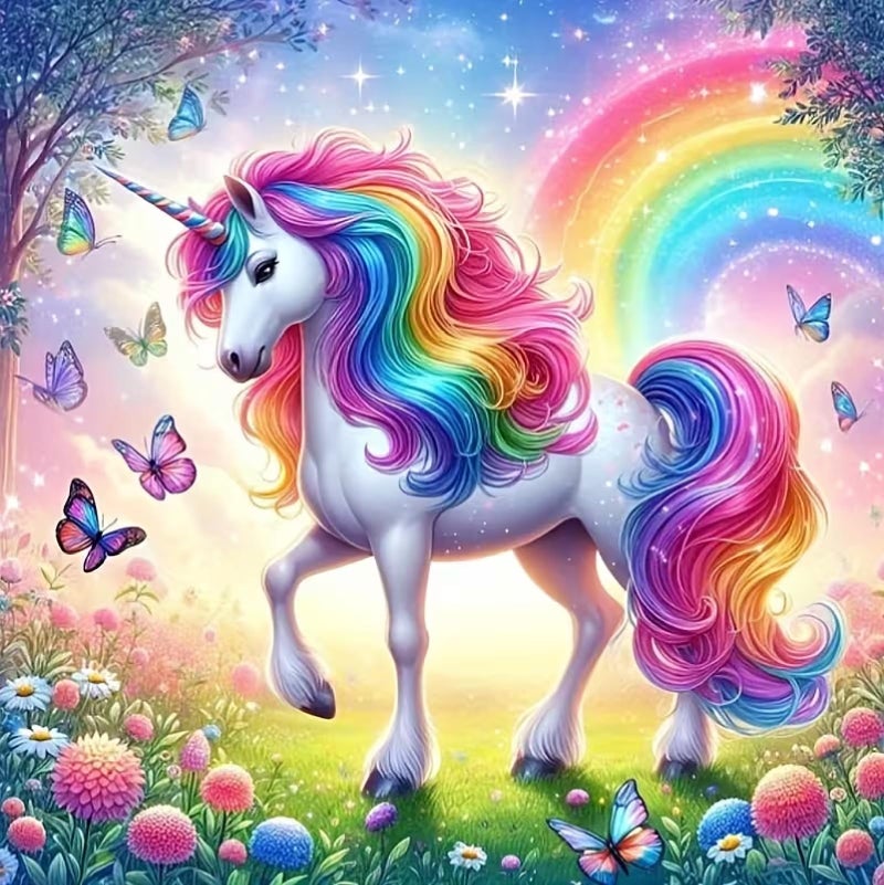 MOMDEDP Unicorn Diamond Art Kits for Adults,5D Animal Diamond Painting Kits for Beginner,DIY Diamond Crystal Rhinestones Painting Kits for Home Wall Decor Gift 12 X 12inch Butterfly - Image 1