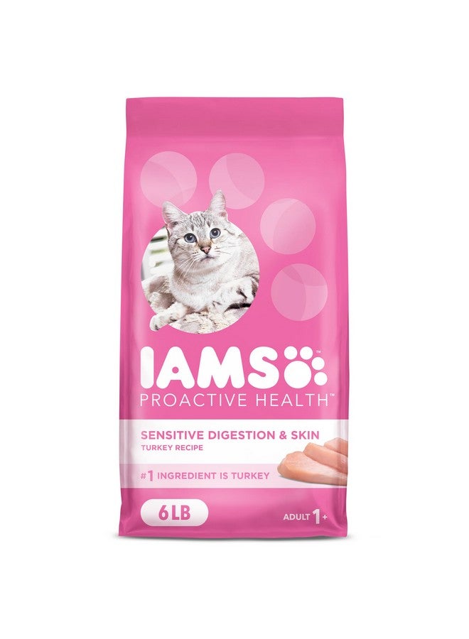 IAMS Proactive Health Adult Sensitive Digestion & Skin Dry Cat Food with Turkey, 6 lb. Bag - Image 1