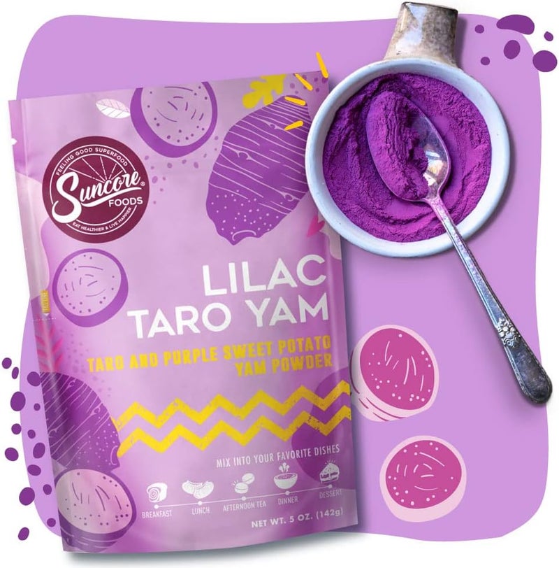 Suncore Foods مسحوق سونكور فودز تارو يام سوبر كولور ليلك - خالي من الجلوتين، غير معدل وراثيًا، 5 أونصات - Image 3