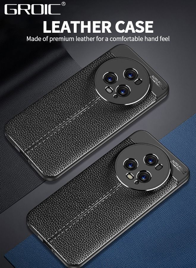 GROIC جراب واقٍ من الجلد المطلي بالكهرباء متوافق مع هاتف Honor Magic 5 Pro مقاس 6.81 بوصة، جراب واقٍ رفيع للغاية مضاد للخدش بحافة جلدية عالية الجودة مع فتحة دقيقة للحماية من السقوط - Image 2