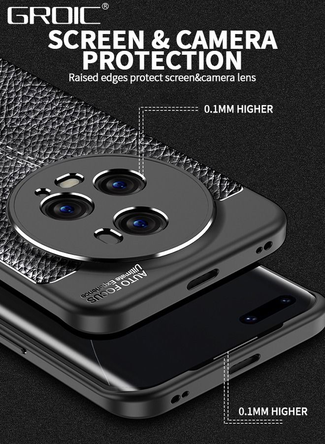 GROIC جراب واقٍ من الجلد المطلي بالكهرباء متوافق مع هاتف Honor Magic 5 Pro مقاس 6.81 بوصة، جراب واقٍ رفيع للغاية مضاد للخدش بحافة جلدية عالية الجودة مع فتحة دقيقة للحماية من السقوط - Image 5
