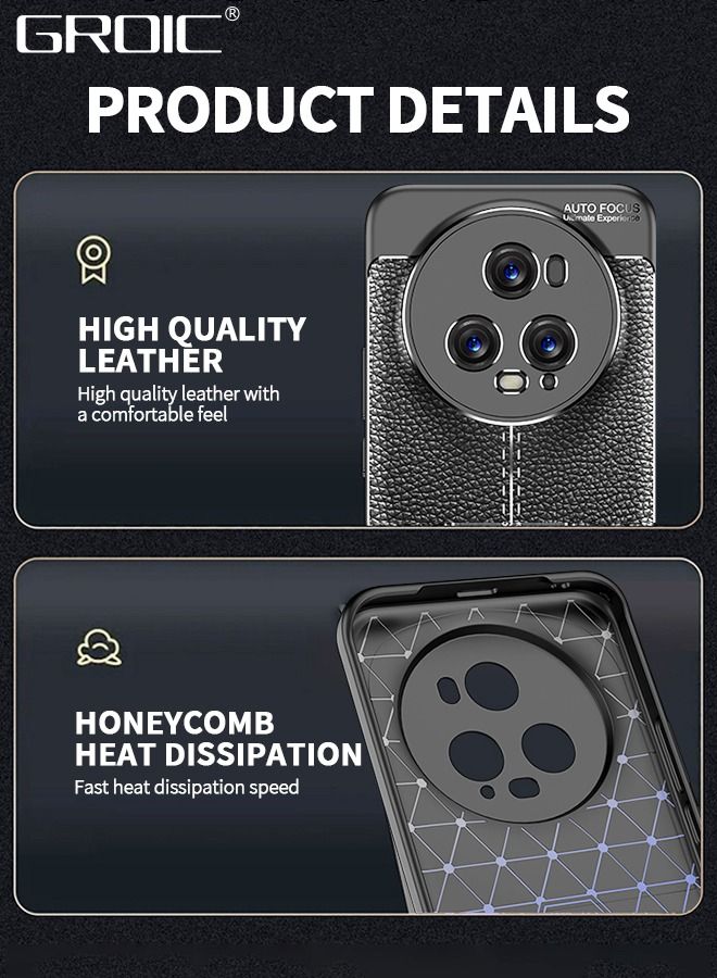 GROIC جراب واقٍ من الجلد المطلي بالكهرباء متوافق مع هاتف Honor Magic 5 Pro مقاس 6.81 بوصة، جراب واقٍ رفيع للغاية مضاد للخدش بحافة جلدية عالية الجودة مع فتحة دقيقة للحماية من السقوط - Image 3