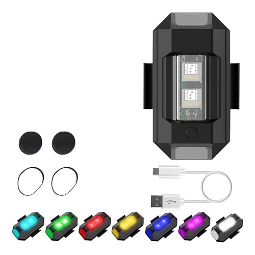 OTO2EYE Pack of 1 Aluminium Airplane Light (7 Colors) Waterproof Universal Warning Signal Blinker Led Strobe Rechargeable Safety Light for Bike Motorcycles Cars Bicycle Drones Helmet - Image 1