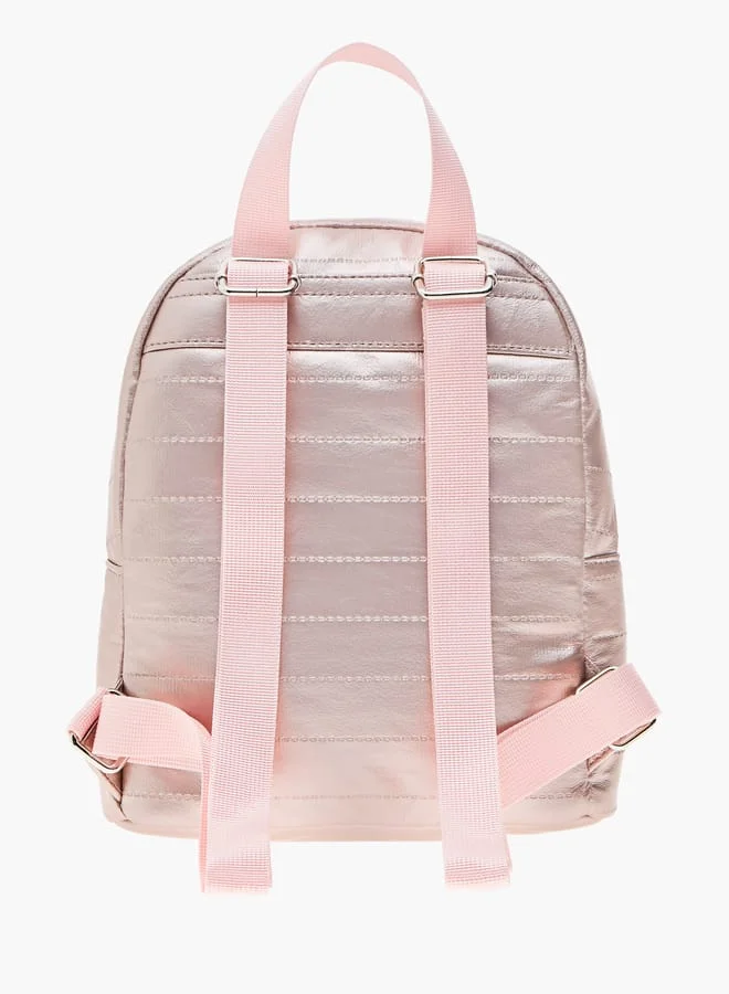 ليتل ميسي Heart Accent Backpack with Adjustable Straps and Zip Closure