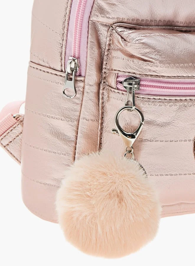ليتل ميسي Heart Accent Backpack with Adjustable Straps and Zip Closure