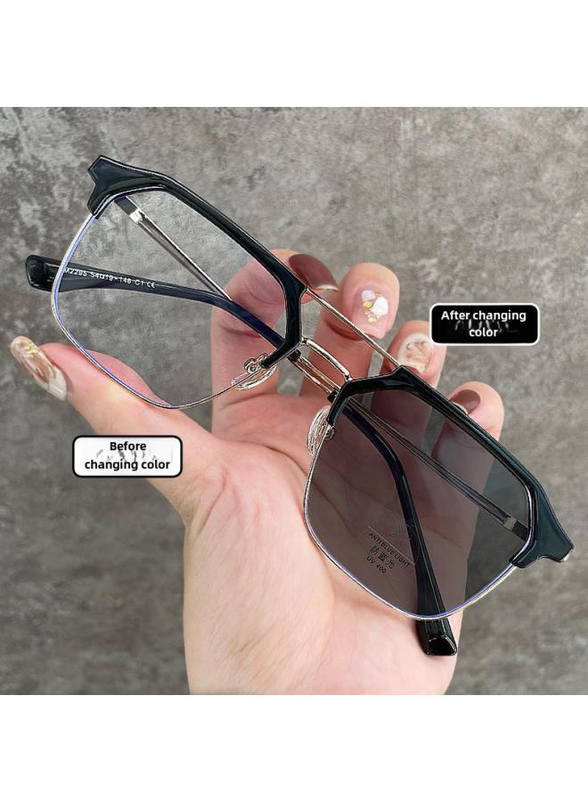 Generic Color-changing Glasses Men's Fashionable Myopia Compatible Size Large-frame Pi Handsome Glasses Frame Frame Large Face Half-frame Flat Glasses Frame 