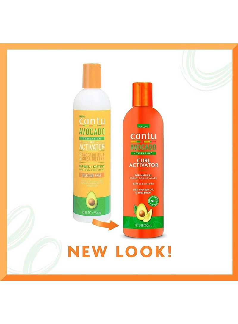 Cantu Avocado Hydrating Curl Activator 355 ml - Avocado Oil & Shea Butter Formula Defines & Softens for Frizz-Free Curls, Gentle on Coily, Curly & Wavy Hair 355ml