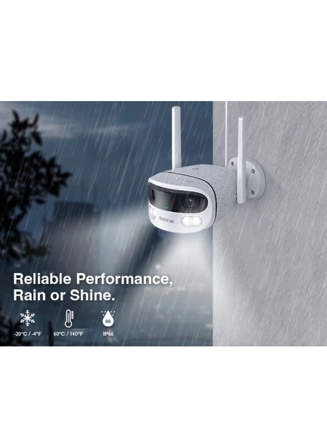 Botslab - W302 Outdoor Dual-Lens Security Camera | 4MP QHD Resolution, 170° Ultra-Wide Angle, AI Person/Vehicle Detection, Full-Color Night Vision, IP66 Weatherproof, Dual-Band Wi-Fi - Image 1