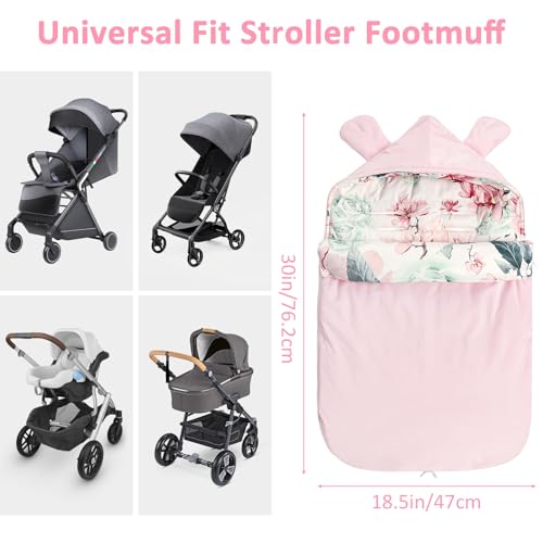 Pea Pod Baby Car Seat Blanket Stroller Footmuff Bunting Bag Baby Sleeping Bag Fleece Plush Swaddle Blanket for Cold Weather Winter Must Have Outdoor Walking Warmth for Newborn to Infant Camellia - Image 3
