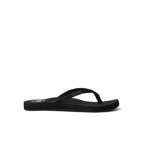 Reef Ginger Womens Beach Flip Flop, Soft Woven Strap Made From 100% Recycled PET, Black/Black, 5 - Image 4
