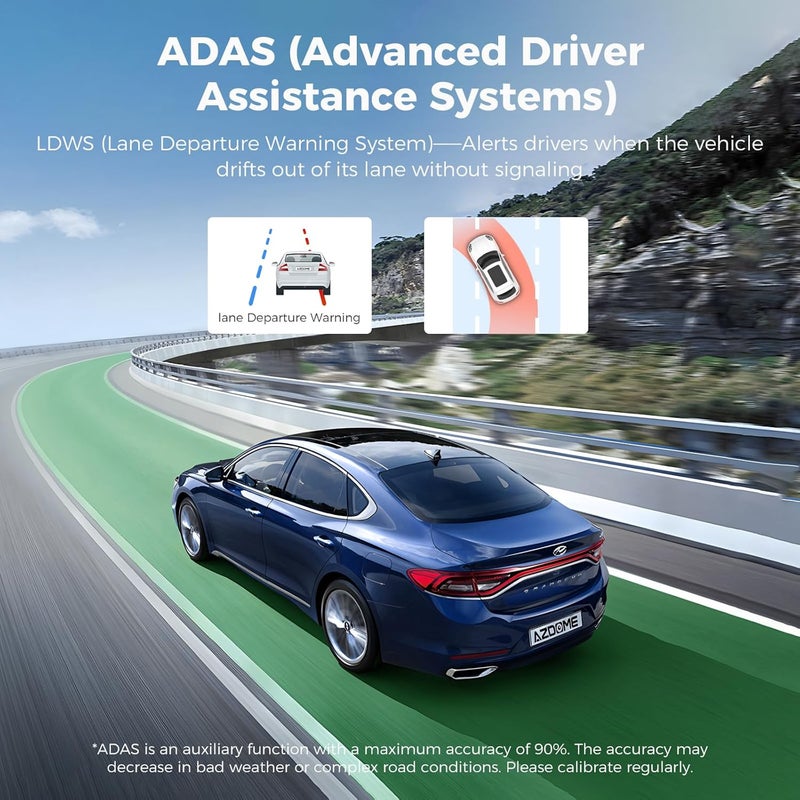 AZDOME M01 Dual Dash Cam Front and Rear with Free 64GB Card, 3" Screen Dual Dashboard Camera for Car, Built-in ADAS G-Sensor, 24H Parking Mode Car Camera (M01 Pro) - Image 3