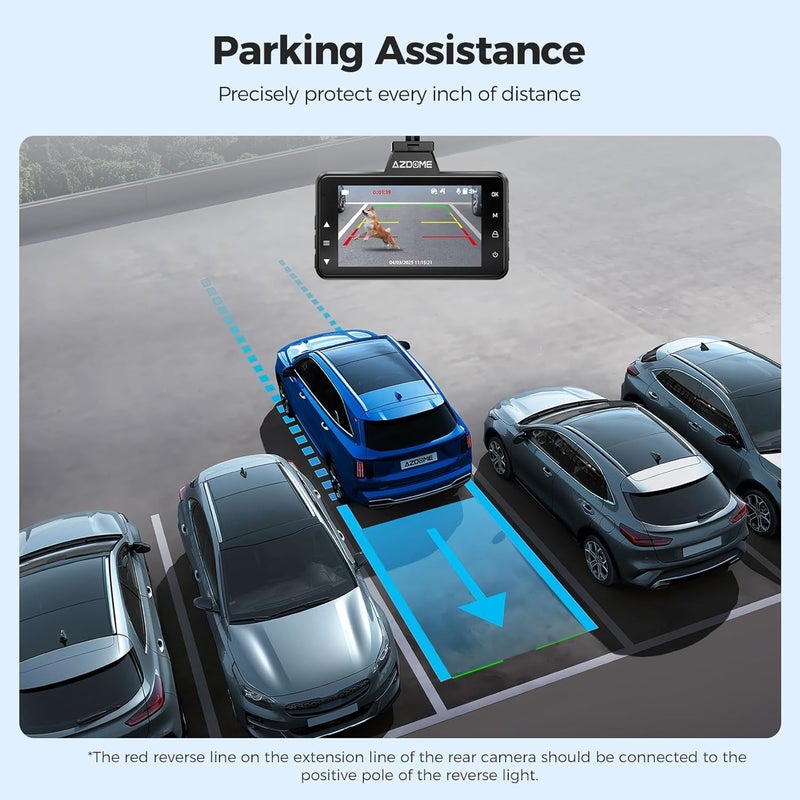 AZDOME M01 Dual Dash Cam Front and Rear with Free 64GB Card, 3" Screen Dual Dashboard Camera for Car, Built-in ADAS G-Sensor, 24H Parking Mode Car Camera (M01 Pro) - Image 5