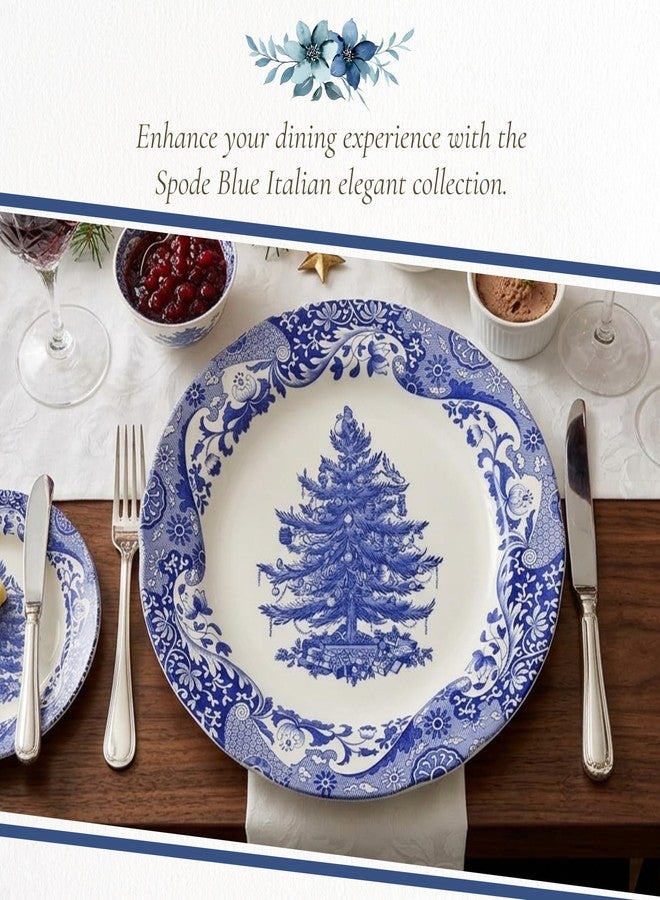 Spode Blue Italian Christmas Tree Dinner Plate - 10.6" Fine Earthenware Holiday Dish with Blue & White Imari Border - Festive Dining Collection for Holiday Meals, Microwave & Dishwasher Safe - Image 5