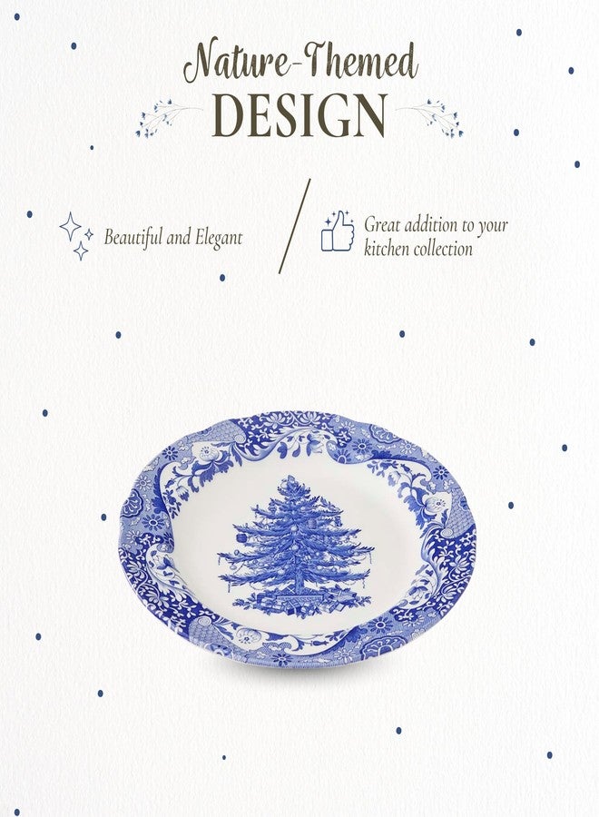 Spode Blue Italian Christmas Tree Dinner Plate - 10.6" Fine Earthenware Holiday Dish with Blue & White Imari Border - Festive Dining Collection for Holiday Meals, Microwave & Dishwasher Safe - Image 3